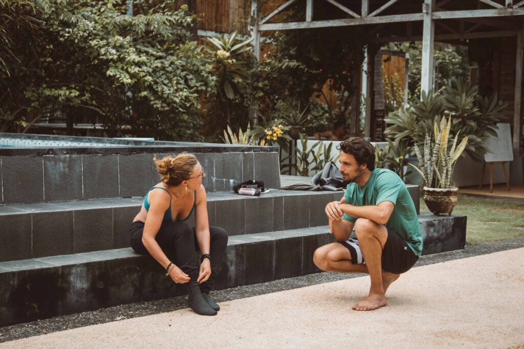 Small-group mentoring during professional dive training in Bali