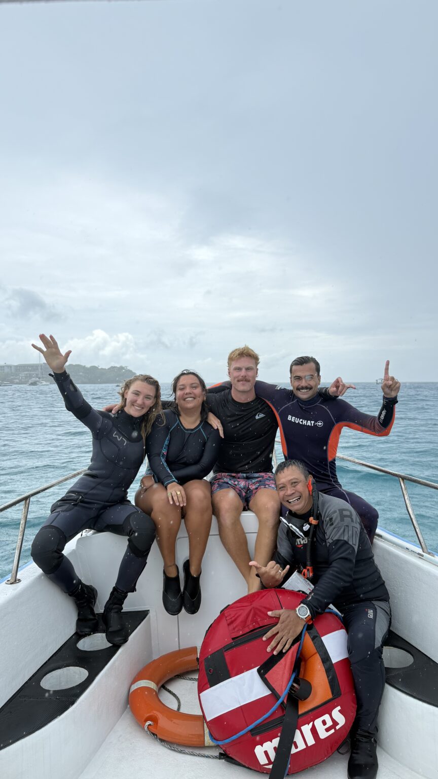 Project Laut conservation Divemaster Bali students after boat dive in Nusa Penida