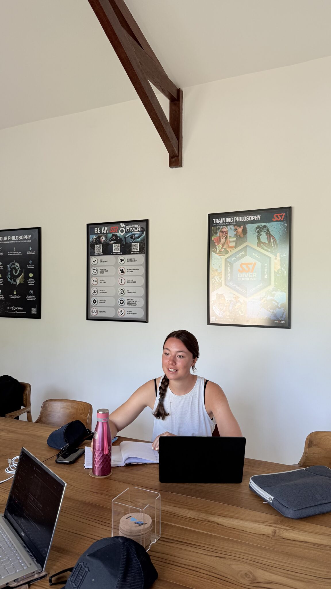 Divemaster course Bali student studying SSI materials in Nusa Penida