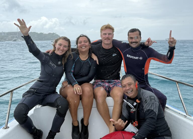 Candidates celebrating after the best dive instructor course in bali